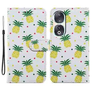 For Honor 90 Painted Pattern Horizontal Flip Leather Phone Case(Pineapple)