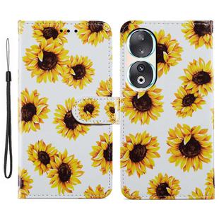 For Honor 90 Painted Pattern Horizontal Flip Leather Phone Case(Sunflower)