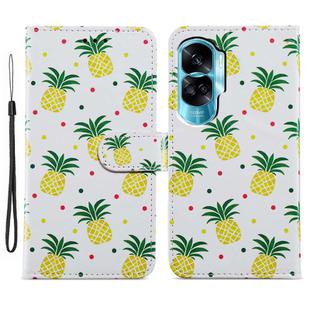 For Honor 90 Lite Painted Pattern Horizontal Flip Leather Phone Case(Pineapple)