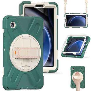 For Samsung Galaxy Tab A9+ Rotary Handle Grab TPU + PC Tablet Case(Emerald-green)