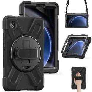 For Samsung Galaxy Tab A9+ Rotary Handle Grab TPU + PC Tablet Case(Black)