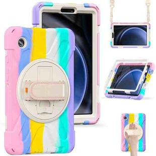 For Samsung Galaxy Tab A9+ Rotary Handle Grab TPU + PC Tablet Case(Colorful Pink)