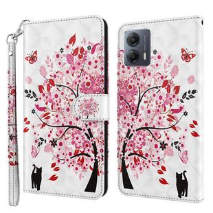 For Motorola Moto G54 3D Painting Pattern Flip Leather Phone Case(Cat Under The Tree)