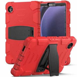 For Samsung Galaxy Tab A9 3-Layer Protection Screen Frame + PC + Silicone Shockproof Combination Tablet Case with Holder(Red+Black)