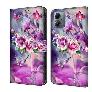 For Motorola Moto G14 Crystal 3D Shockproof Protective Leather Phone Case(Butterfly)