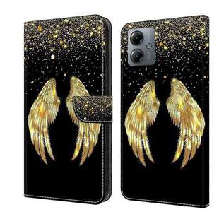 For Motorola Moto G14 Crystal 3D Shockproof Protective Leather Phone Case(Golden Wings)