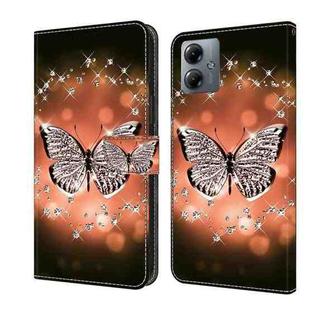 For Motorola Moto G14 Crystal 3D Shockproof Protective Leather Phone Case(Crystal Butterfly)