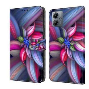 For Motorola Moto G14 Crystal 3D Shockproof Protective Leather Phone Case(Colorful Flower)