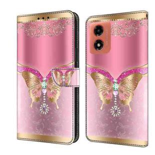 For Motorola Moto G Play 2024 Crystal 3D Shockproof Protective Leather Phone Case(Pink Bottom Butterfly)