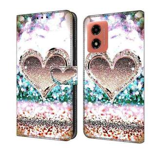 For Motorola Moto G Play 2024 Crystal 3D Shockproof Protective Leather Phone Case(Pink Diamond Heart)