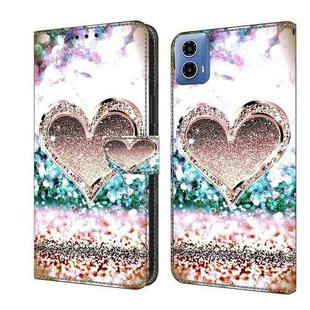 For Motorola Moto G24 Crystal 3D Shockproof Protective Leather Phone Case(Pink Diamond Heart)