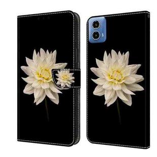 For Motorola Moto G24 Crystal 3D Shockproof Protective Leather Phone Case(White Flower)