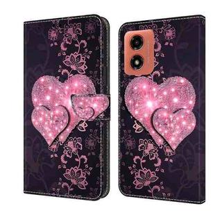 For Motorola Moto G04 Crystal 3D Shockproof Protective Leather Phone Case(Lace Love)