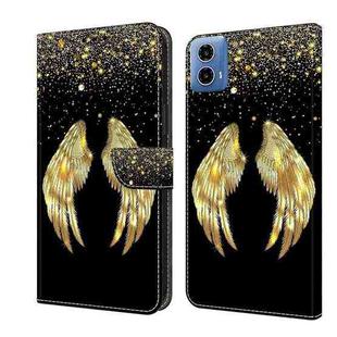 For Motorola Moto G34 Crystal 3D Shockproof Protective Leather Phone Case(Golden Wings)