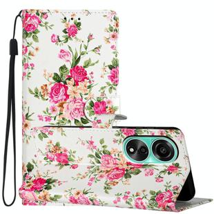 For OPPO A38 4G Colored Drawing Leather Phone Case(Peonies)