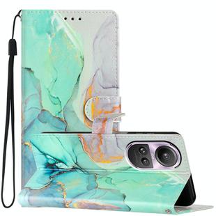 For OPPO Reno10 /10 Pro Global Colored Drawing Leather Phone Case(Green Marble)