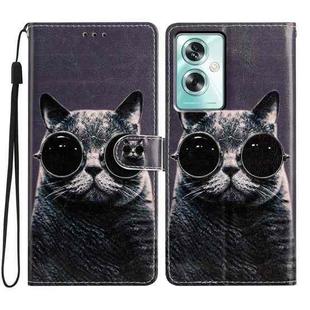 For OPPO A79 5G / A2 5G Colored Drawing Leather Phone Case(Sunglasses Cat)
