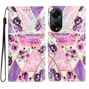 For OPPO A98 Colored Drawing Leather Phone Case(Purple Marble)