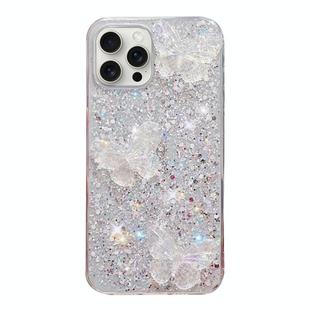 For iPhone 13 Pro Max Starry Sequin Crystal Butterflies Epoxy TPU Phone Case(Silver)