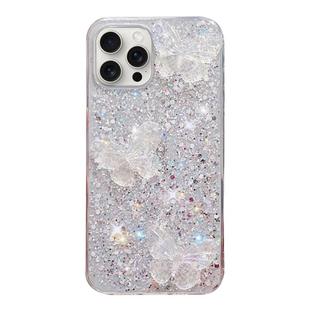 For iPhone 13 Pro Starry Sequin Crystal Butterflies Epoxy TPU Phone Case(Silver)