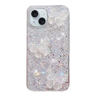 For iPhone 13 mini Starry Sequin Crystal Butterflies Epoxy TPU Phone Case(Silver)