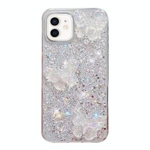For iPhone 12 mini Starry Sequin Crystal Butterflies Epoxy TPU Phone Case(Silver)