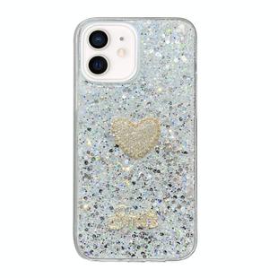 For iPhone 11 Starry Sequin Diamond Heart Epoxy TPU Phone Case(Silver)