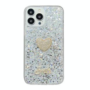 For iPhone 11 Pro Starry Sequin Diamond Heart Epoxy TPU Phone Case(Silver)