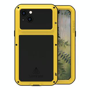 For iPhone 15 Plus LOVE MEI Metal Shockproof Life Waterproof Dustproof Phone Case(Yellow)