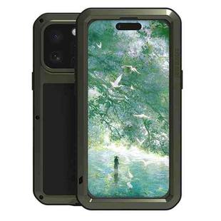 For iPhone 16 Pro Max LOVE MEI Metal Shockproof Life Waterproof Dustproof Phone Case(Army Green)