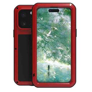 For iPhone 16 Pro LOVE MEI Metal Shockproof Life Waterproof Dustproof Phone Case(Red)