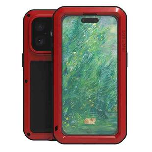 For iPhone 16 LOVE MEI Metal Shockproof Life Waterproof Dustproof Phone Case(Red)