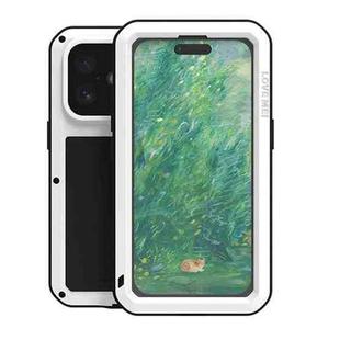 For iPhone 16 LOVE MEI Metal Shockproof Life Waterproof Dustproof Phone Case(White)