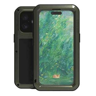 For iPhone 16 LOVE MEI Metal Shockproof Life Waterproof Dustproof Phone Case(Army Green)