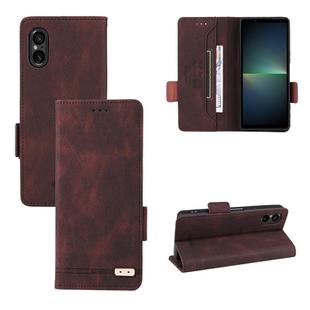 For Sony Xperia 5 V 2023 Magnetic Clasp Leather Phone Case(Brown)