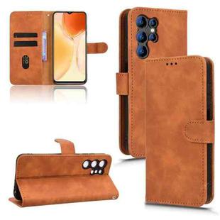 For Oukitel C1 Skin Feel Magnetic Flip Leather Phone Case(Brown)