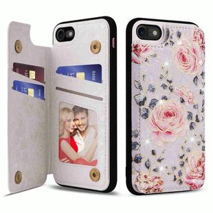 For iPhone SE 2022 / SE 2020 Printed Double Buckle RFID Anti-theft Phone Case(Pastoral Rose)