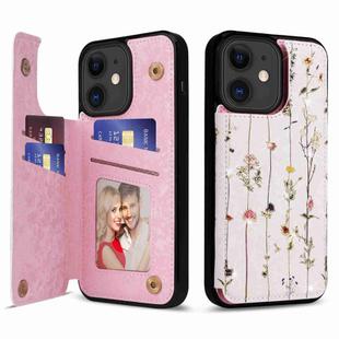 For iPhone 11 Printed Double Buckle RFID Anti-theft Phone Case(Dried Flower World)
