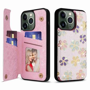 For iPhone 11 Pro Max Printed Double Buckle RFID Anti-theft Phone Case(Blossoming Flowers)