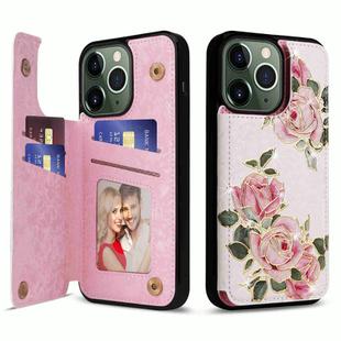 For iPhone 11 Pro Max Printed Double Buckle RFID Anti-theft Phone Case(Rose)