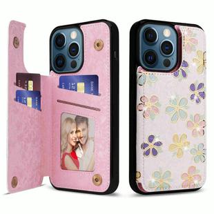 For iPhone 12 Pro Max Printed Double Buckle RFID Anti-theft Phone Case(Blossoming Flowers)