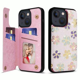 For iPhone 13 Printed Double Buckle RFID Anti-theft Phone Case(Blossoming Flowers)