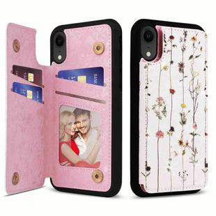 For iPhone XR Printed Double Buckle RFID Anti-theft Phone Case(Dried Flower World)