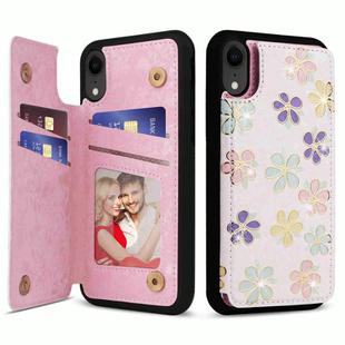For iPhone XR Printed Double Buckle RFID Anti-theft Phone Case(Blossoming Flowers)
