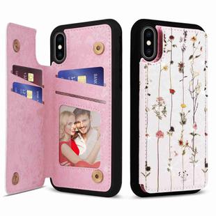 For iPhone XS / X Printed Double Buckle RFID Anti-theft Phone Case(Dried Flower World)