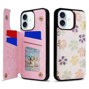 For iPhone 16 Plus Printed Double Buckle RFID Anti-theft Phone Case(Blossoming Flowers)