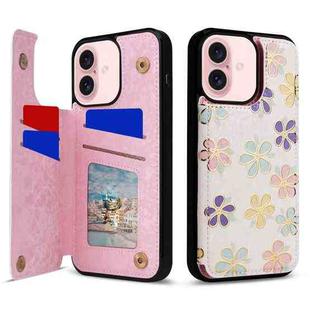 For iPhone 16 Printed Double Buckle RFID Anti-theft Phone Case(Blossoming Flowers)