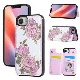 For iPhone 16e Printed Double Buckle RFID Anti-theft Phone Case(Rose)