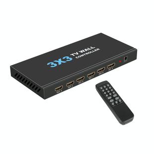 NK-330 3x3 4K 9 Screen HDMI DVI TV Video Wall Controller Splitter Multi Video Screen Processor Splicer, Plug Type:UK Plug(Black)