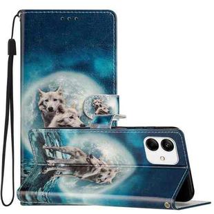 For Samsung Galaxy A05 Colored Drawing Leather Phone Case(Twin Wolves)